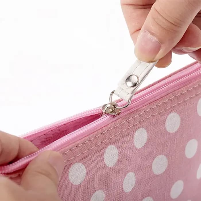 Sac de maquillage en toile imprimé de points