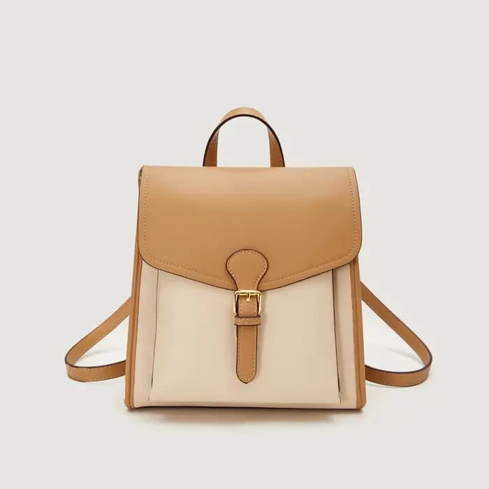 Sac à dos en cuir bicolore pour femme