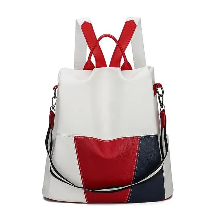 Sac à Dos Multifonctionnel en Cuir Blanc pour Femme, Cartable d'École pour Adolescentes, pour Voyage