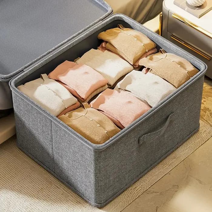 Boîte de rangement pliable avec fermeture éclair et couvercle, grande capacité, pour vêtements, couettes, organiseur anti-poussière pour placard, couvertures, literie, bac de rangement pour la maison