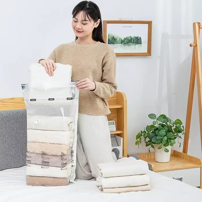 Aucune pompe requise sac de Compression sous vide pour ranger les vêtements sacs emballés vides organisateur de rangement accessoires de voyage