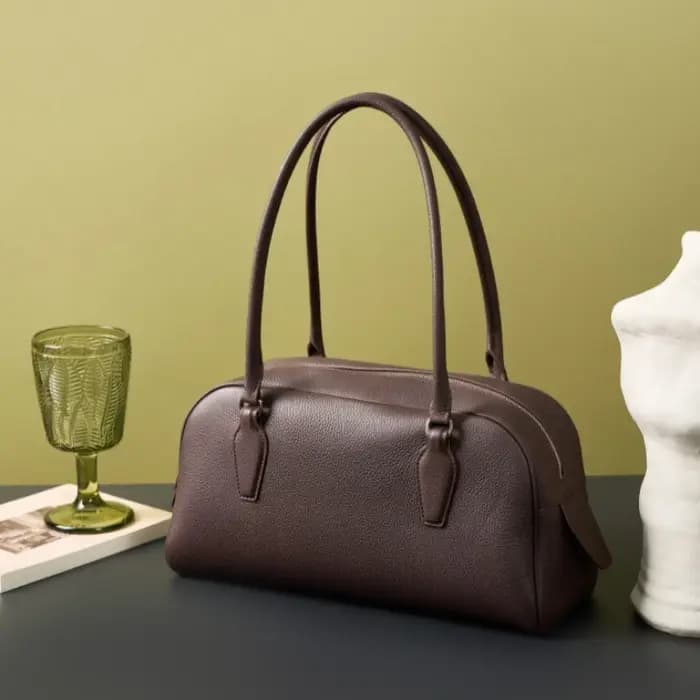 Sac bowling East-West pour femme en cuir véritable vintage