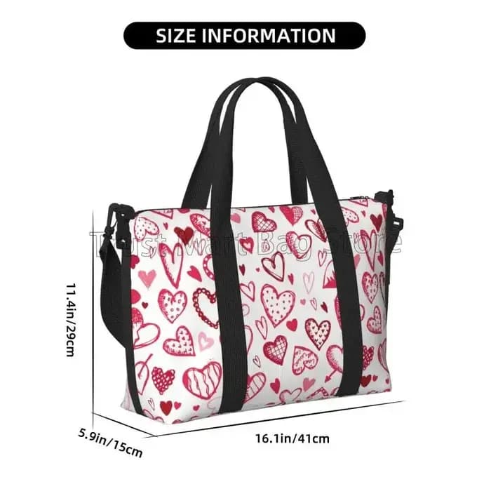 Sac polochon de voyage à motif coeurs d'amour pour femmes