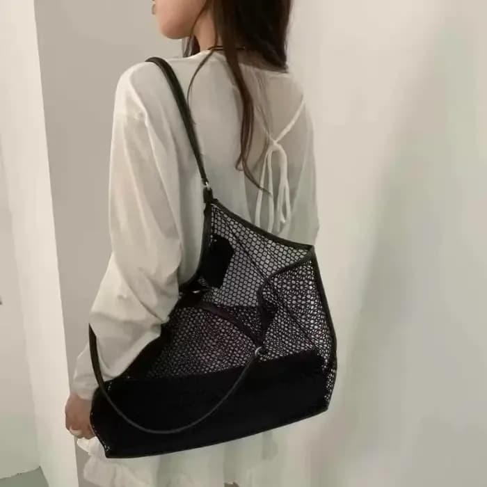 Femmes grande capacité maille plage voyage sac à bandoulière décontracté Shopper fourre-tout