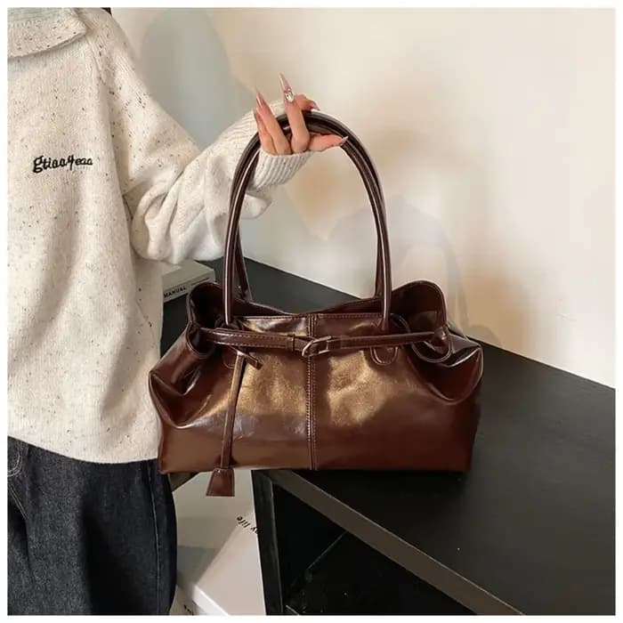 Nouveau Sac à main en cuir PU huile grande capacité sac à bandoulière décontracté sac fourre-tout multifonctionnel femmes