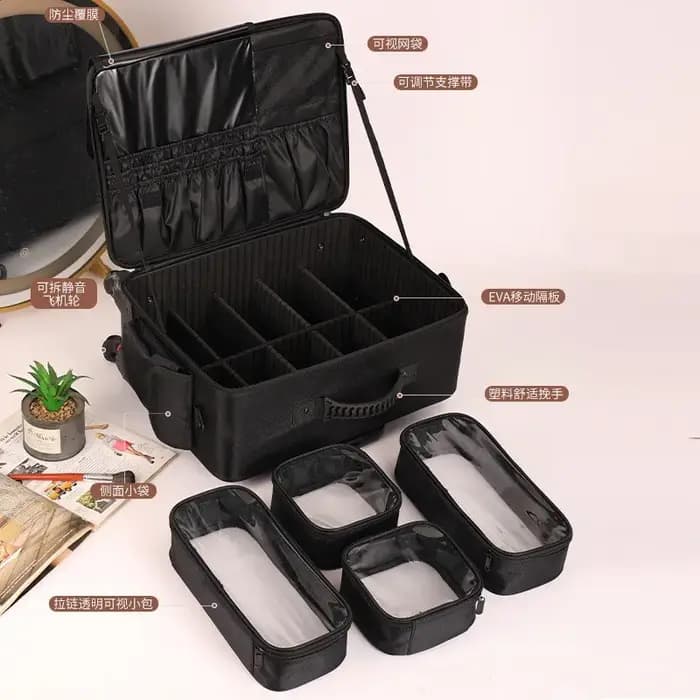 Grande valise à roulettes pour maquillage