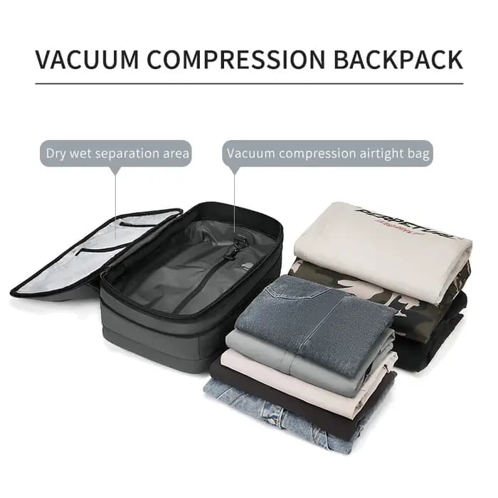 Sac à dos de voyage à compression sous vide pour hommes, sac à dos pour ordinateur portable 17 pouce