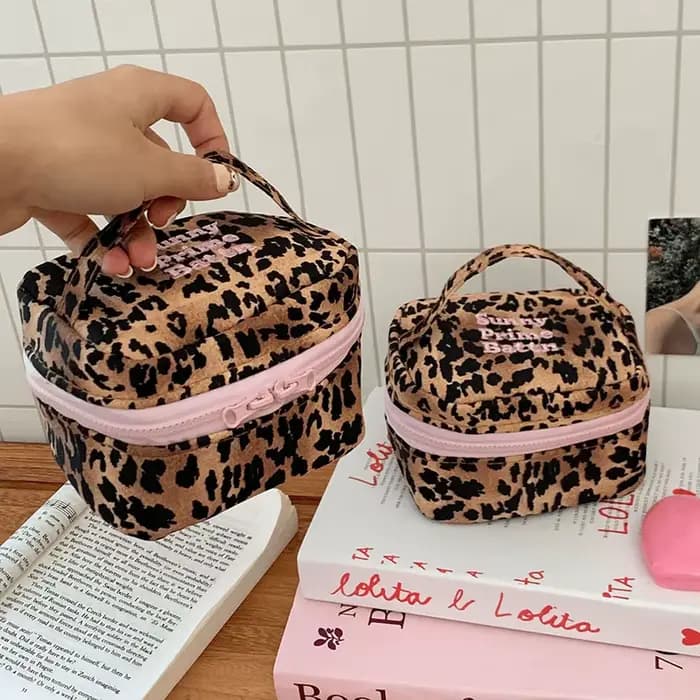 Trousse de maquillage léopard Vintage pour femmes et filles