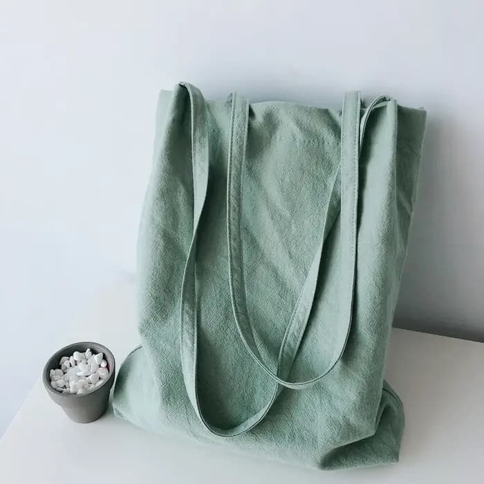 Sac fourre-tout à bandoulière simple en coton-lin lavé, sac en tissu simple et artistique, sac à dos