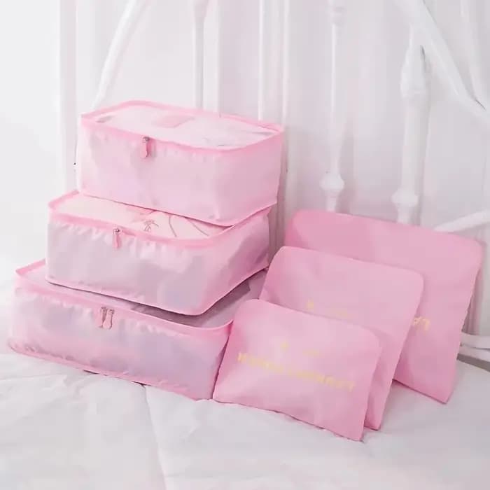 Ensemble de 6 cubes de rangement de voyage pliables, sacs de rangement pour vêtements, organisateur de bagages portable, pochette pour vêtements, sous-vêtements, chaussures