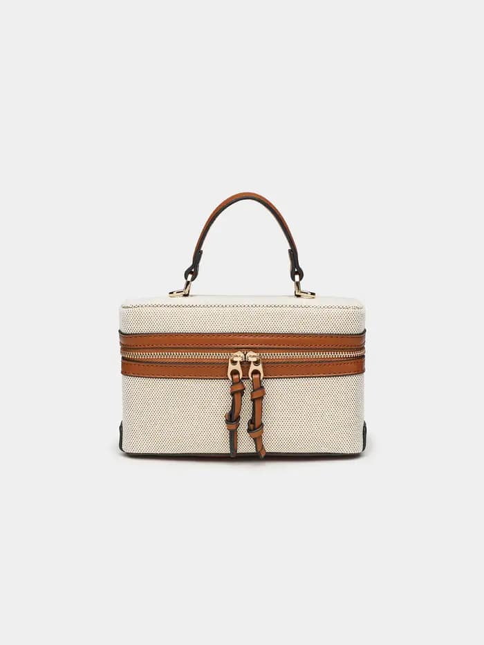 Fashionable versatile box bag brown one shoulder trendy hand-held hard