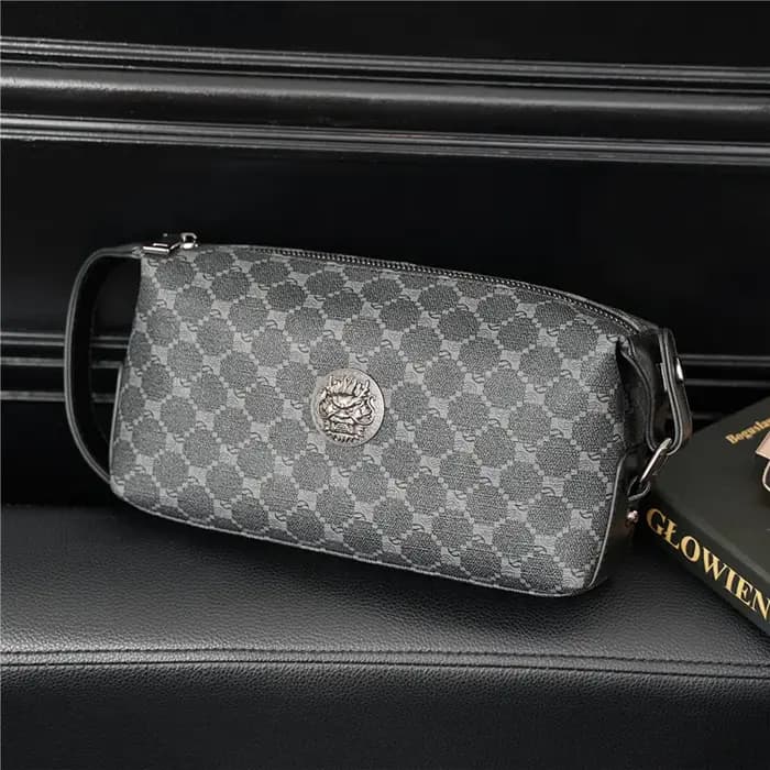 Pochette Homme Tête de Dragon – Sacoche Décontractée en Cuir PU Souple pour Hommes