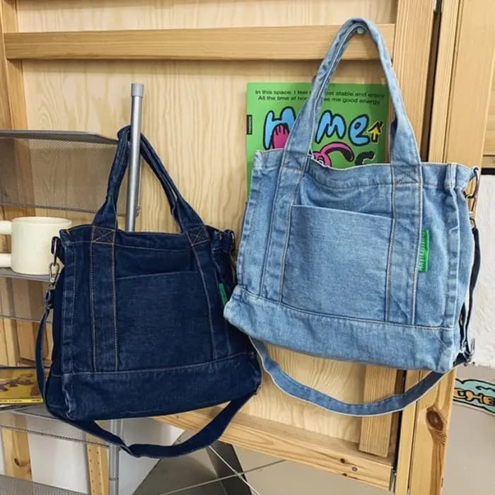 Fil Design Denim sacs à bandoulière pour femmes décontracté Portable collège filles livre fourre-tout
