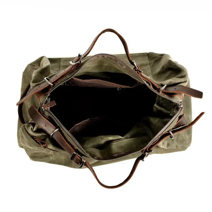 Sac de voyage en toile de cire à l'huile épaisse de style militaire