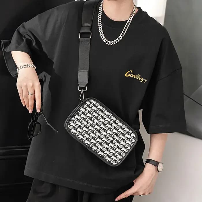 Mode hommes sac à bandoulière de luxe Jacquard toile épaule sacs de messager