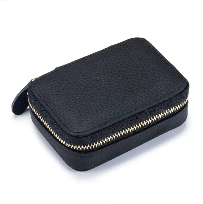 Mini sac cosmétique en cuir véritable avec tête miroir pour femme, sac de rangement de maquillage en
