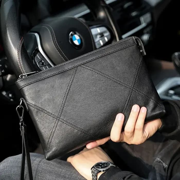 Sac à main en cuir véritable pour homme