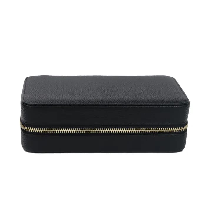 Boîte à bijoux de voyage moyenne en cuir galets avec nom personnalisé