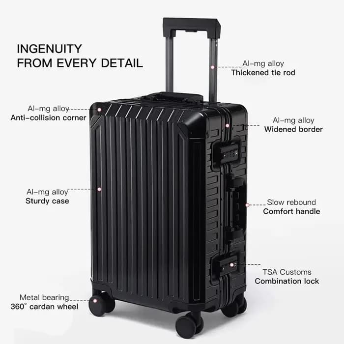 Nouveau Style tout en aluminium 20 "24" 28 "pouces valise de voyage continuer