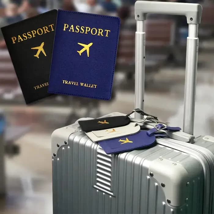Étiquette de bagage professionnelle en cuir estampillée avec clip d'identification pour valise de voyage