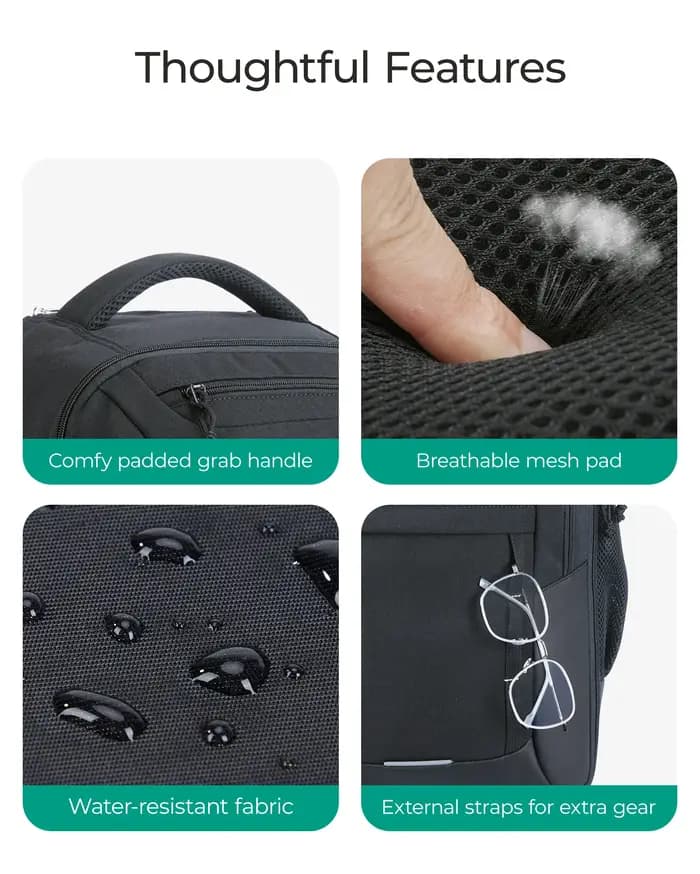BAGSMART Sac à dos roulant pour ordinateur portable 17 pouces résistant à l'eau grande capacité 40L