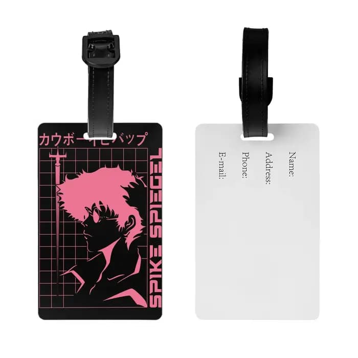 Étiquettes de bagages personnalisées Cowboy Bebop Anime, dessin animé manga personnalisé Étiquettes de bagages avec couvercle de confidentialité et étiquette d'identification