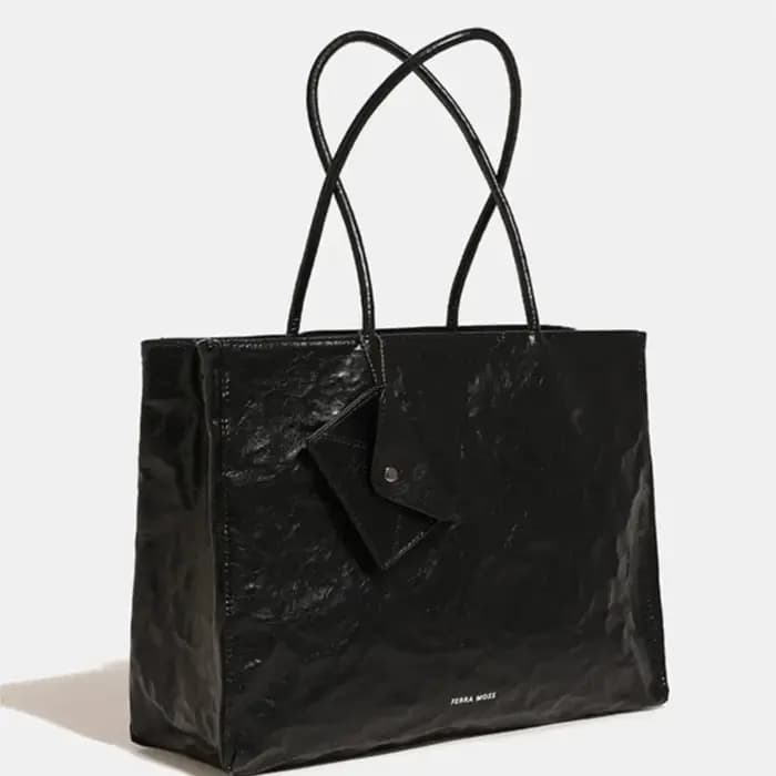 Sac fourre-tout plissé en cuir pour femmes