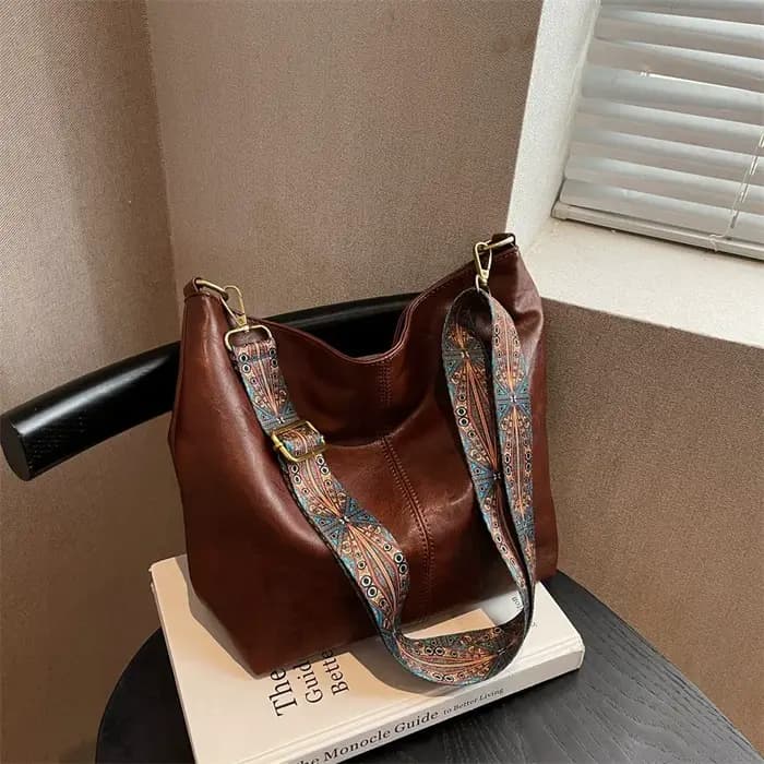 Sac à bandoulière vintage en cuir PU pour femme