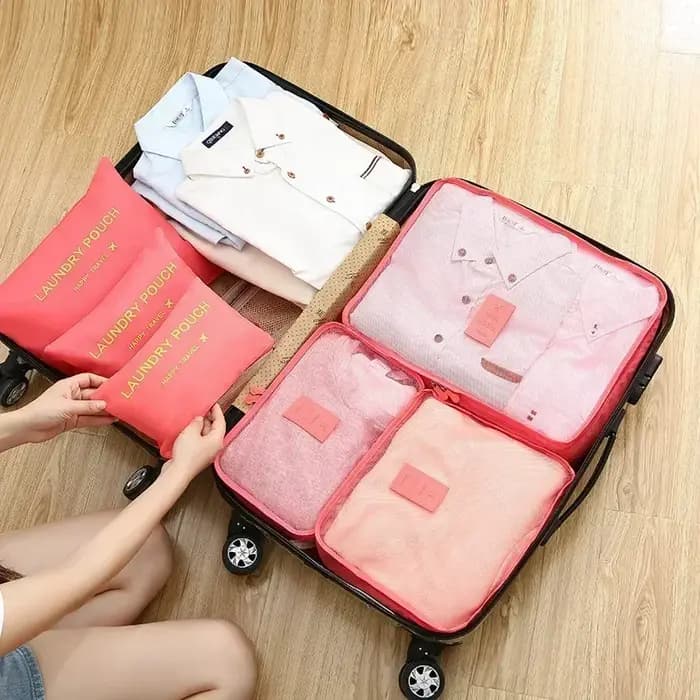 Ensemble de 6 sacs de rangement de voyage, ensemble d'emballage de valise, étuis de rangement, organisateur de bagages portables, vêtements et chaussures, organisateur pliable