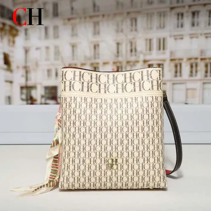 Sac seau vintage CH pour femme avec foulard en soie