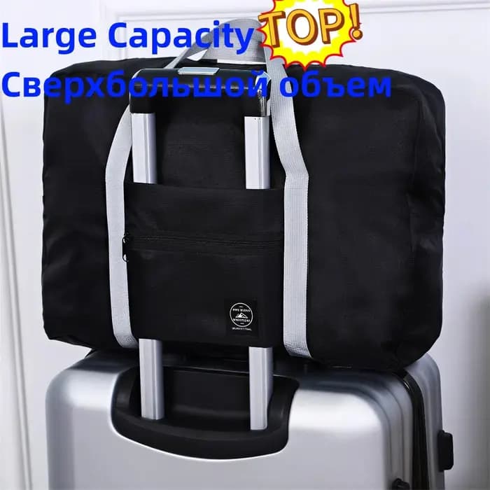 Sac de voyage grande capacité pliable, sac de rangement léger et portable pour poignée de valise