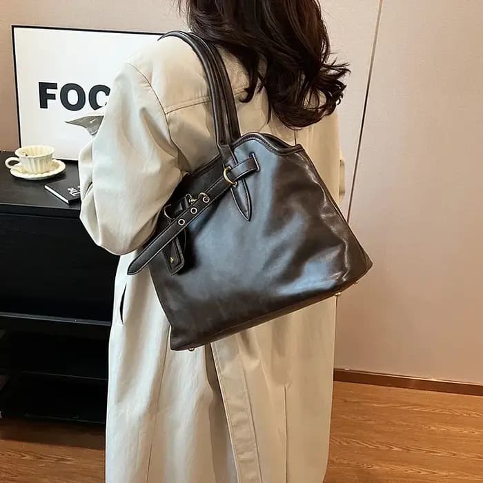 LEFTSIDE – sac fourre-tout rétro en cuir PU pour femmes