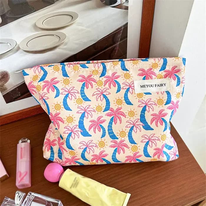 Trousse de Toilette Portable à Motif Palmier Tropical