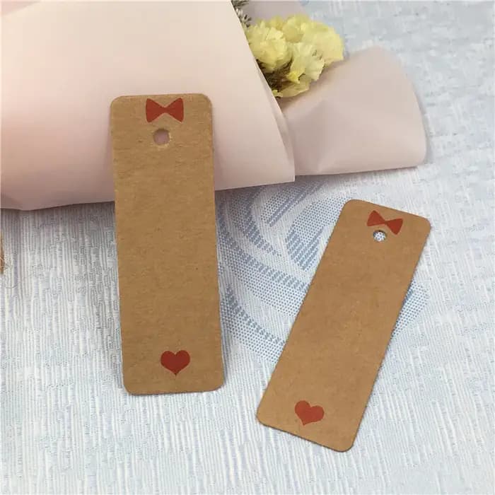 100 pièces 6*2 cm bricolage étiquettes en papier Kraft étiquette de tête bagages fête de mariage boîtes à