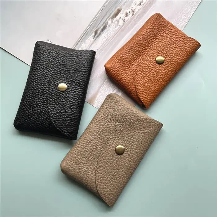 Porte-cartes en cuir véritable, accessoires de bureau portables, première couche, manches en cuir de vache, étui pour cartes photo, cartes de visite