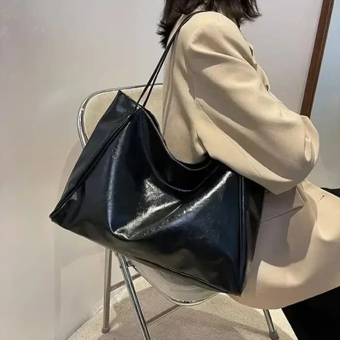 Grand sac pour femme, pochette sous le bras tendance, grande capacité, sac à bandoulière en cuir PU souple, sac rétro à bandoulière, sac seau décontracté et portable