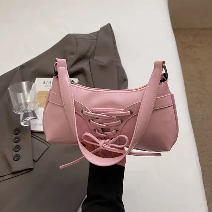 Sac à bandoulière élégant en cuir PU couleur unie pour femme