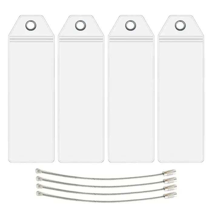 4 étiquettes de bagage réutilisables en PVC de haute qualité avec boucles en acier pour valise, port