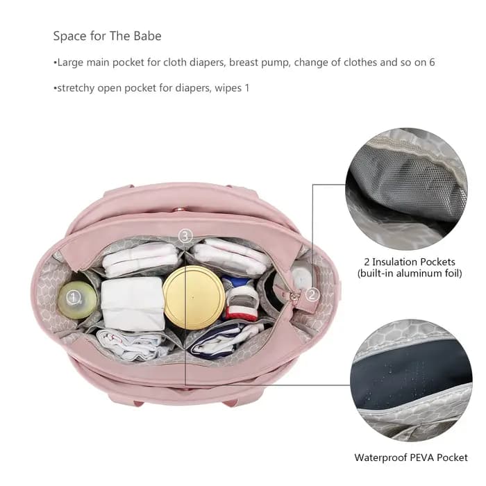 Nouveau sac de maman matelassé une épaule sac de rangement à main tissu imperméable isolation pour mère et enfant voyage