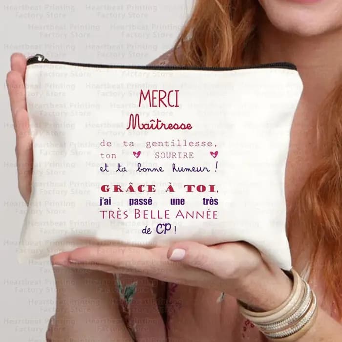 Sac à cosmétiques de voyage imprimé français merci Maîtresse