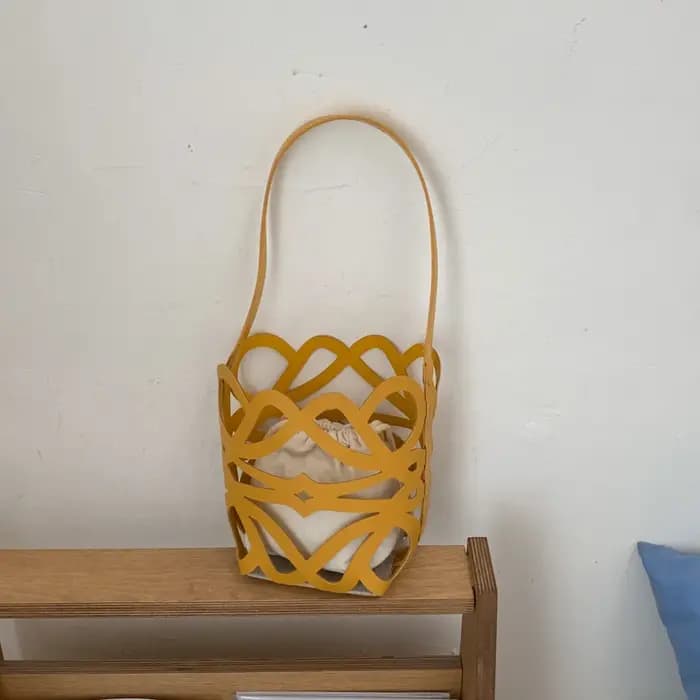 Nouveauté été : Sac seau en PU tressé ajouré