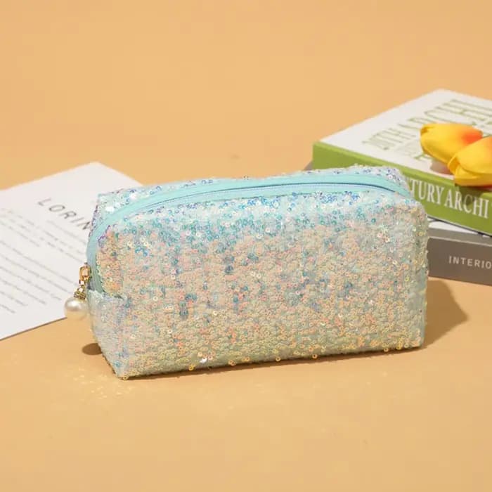 Mode paresseux maquillage pochette à fermeture éclair sacs à main paillettes haute capacité sac