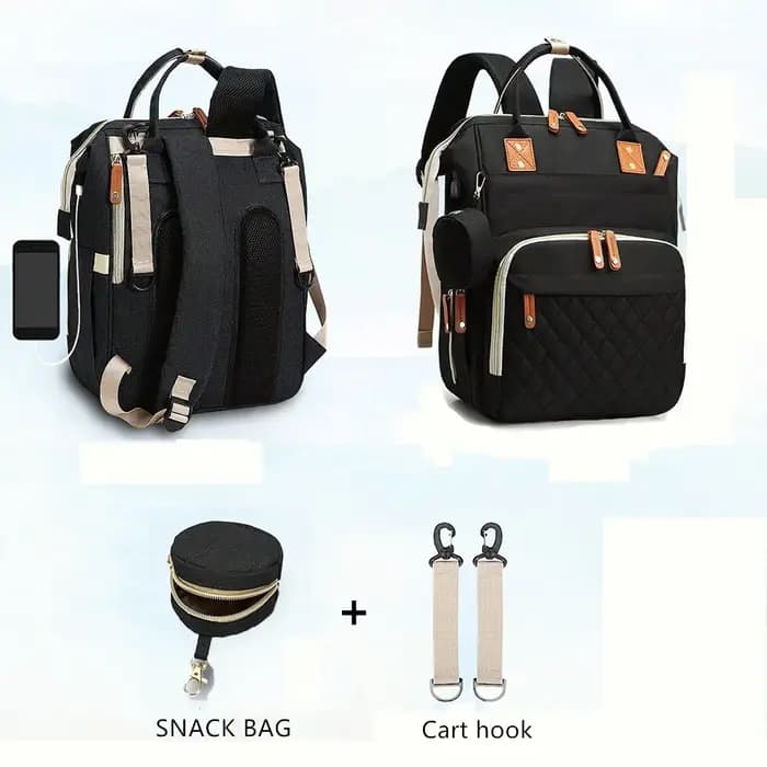 Sac à dos matelassé à la mode pour maman de grande capacité ; Sac à dos momie multifonctionnel pour voyager