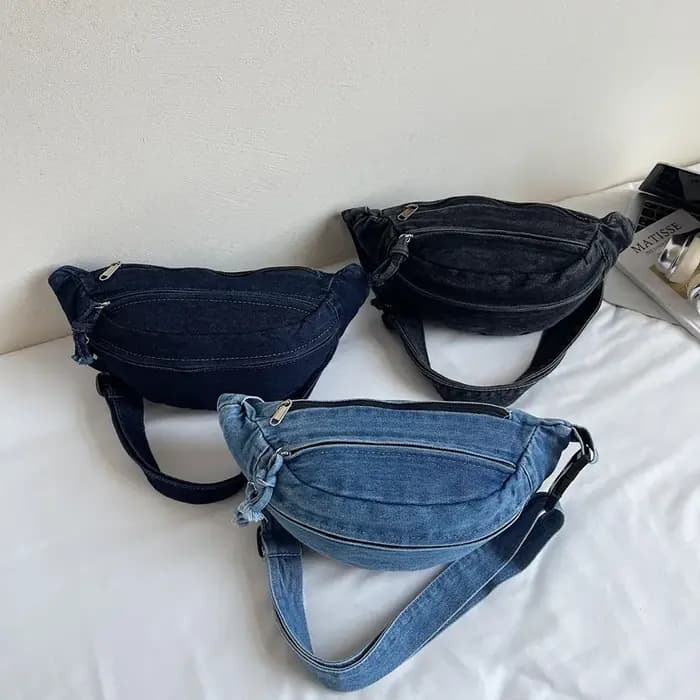 Sac bandoulière rétro en jean pour femme