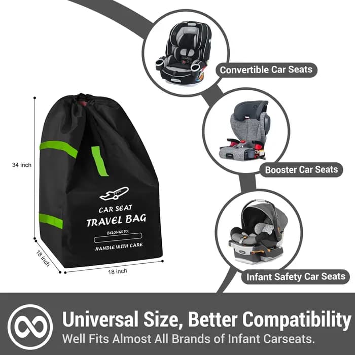Sac de voyage pour siège de voiture ultime, rangement étanche pour avion, voyages sur route, sac à dos rembourré réglable, pliable et léger!