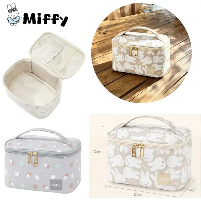 Sac Miffy 12*21*14cm, sac de voyage portable de grande capacité imprimé avec le personnage de dessin animé Miffy, sac de toilette, sac de maquillage