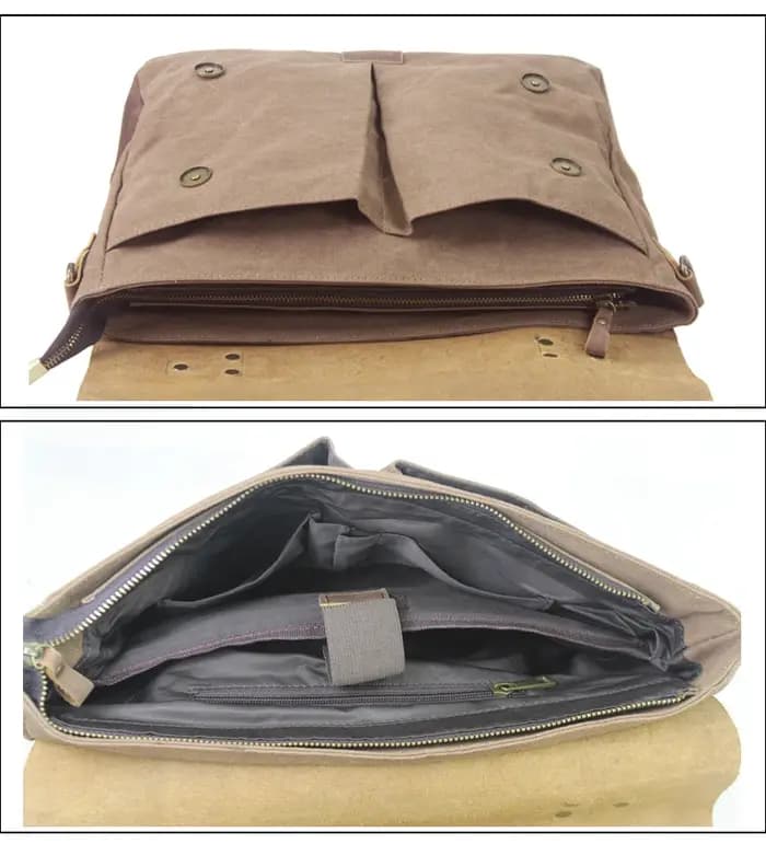 Porte-documents Vintage en Cuir et Toile pour Homme, Sac d'Affaires, Portefeuille de Bureau, Fourre-tout de Couleur
