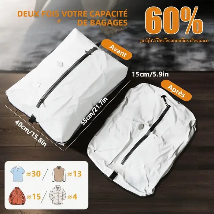Sacs de compression sous vide pour vêtements, organisateurs de bagages, cubes de rangement pour valises, accessoires de voyage, emballage pour les vacances