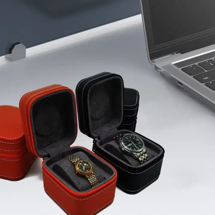 Boîtier de montre unique en cuir PU, étui de voyage avec coussin amovible, mallette de rangement de bijoux, organisateur, boîte de montre carrée Portable