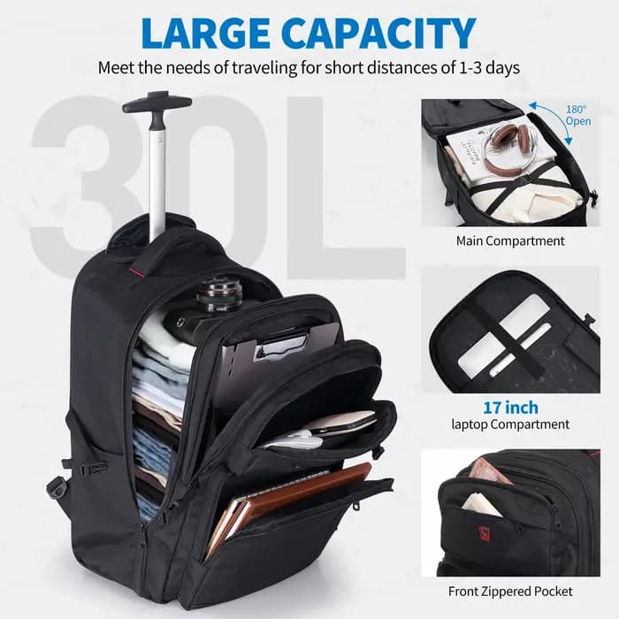 Sac à dos hybride OIWAS Executive - Bagage à roulettes transformable avec poignée télescopique